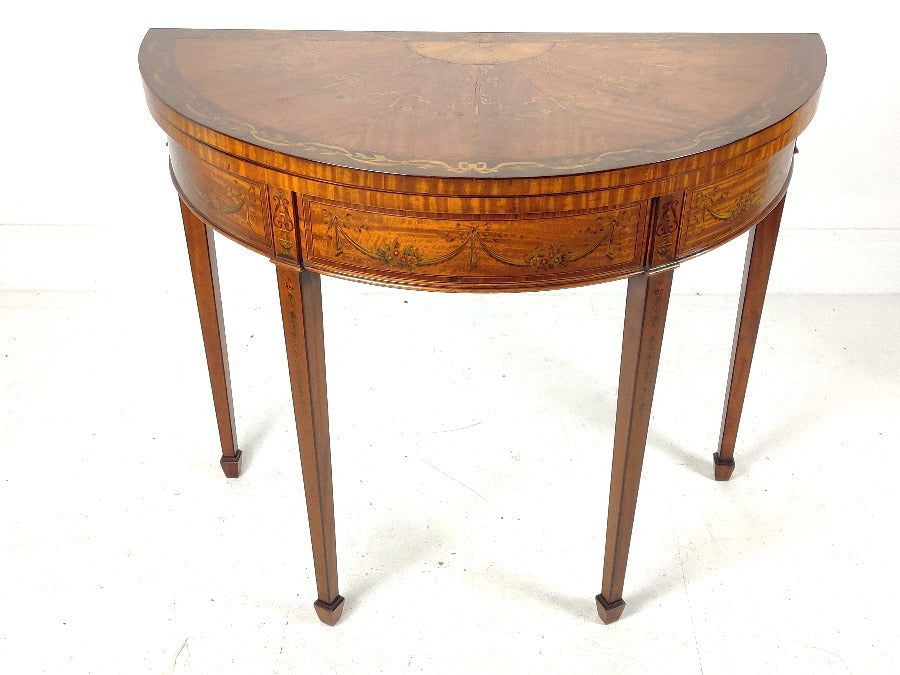 Edwardian demi lune card table