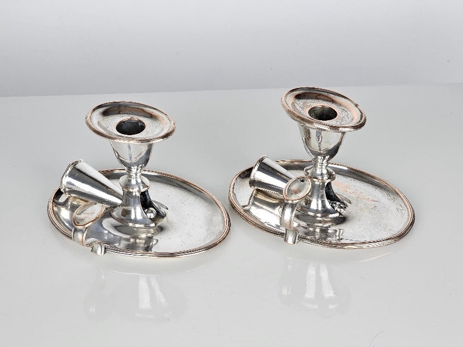 Pair of Silver Candle Chambersticks