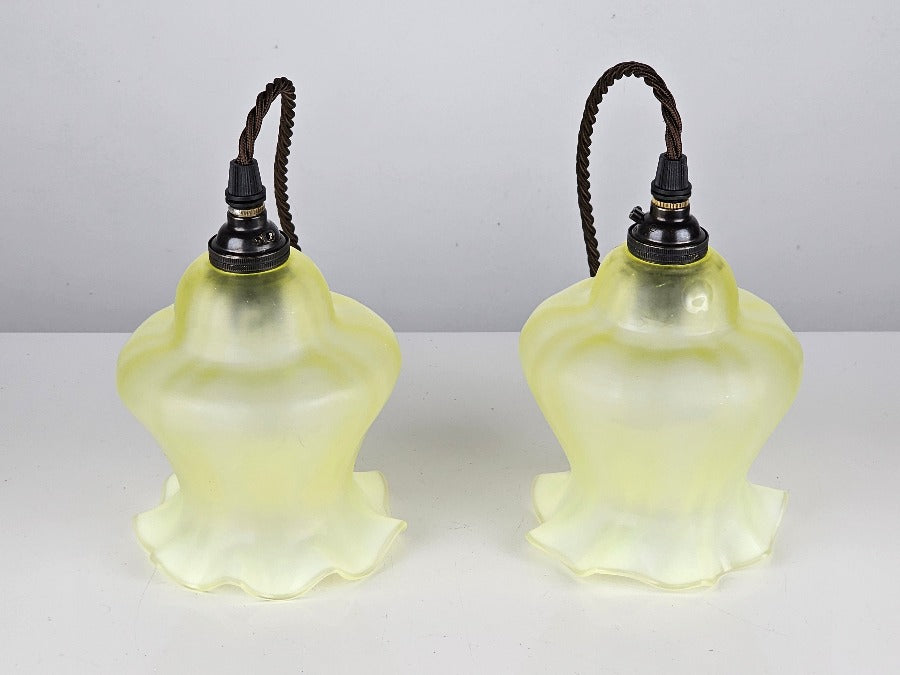 antique vaseline glass pendant lamps 