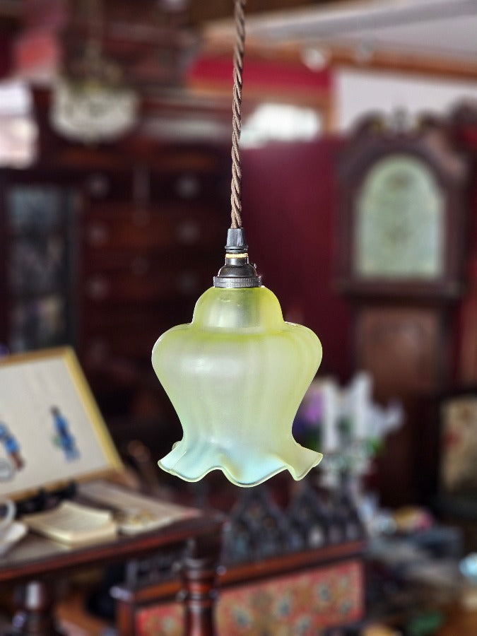 Antique Vaseline Glass Pendant Lamps