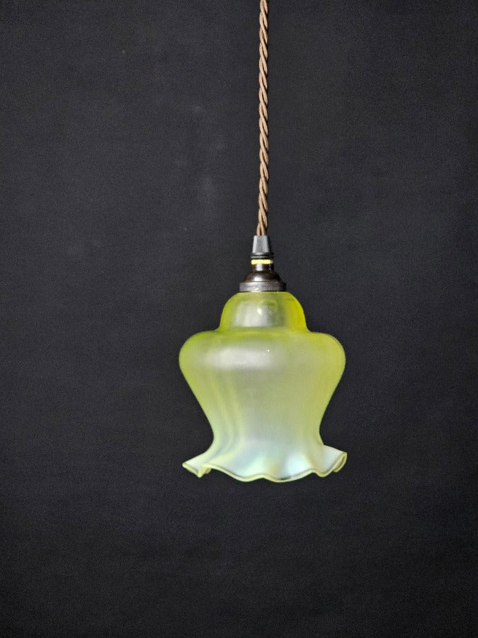 Antique Vaseline Glass Pendant Lamps