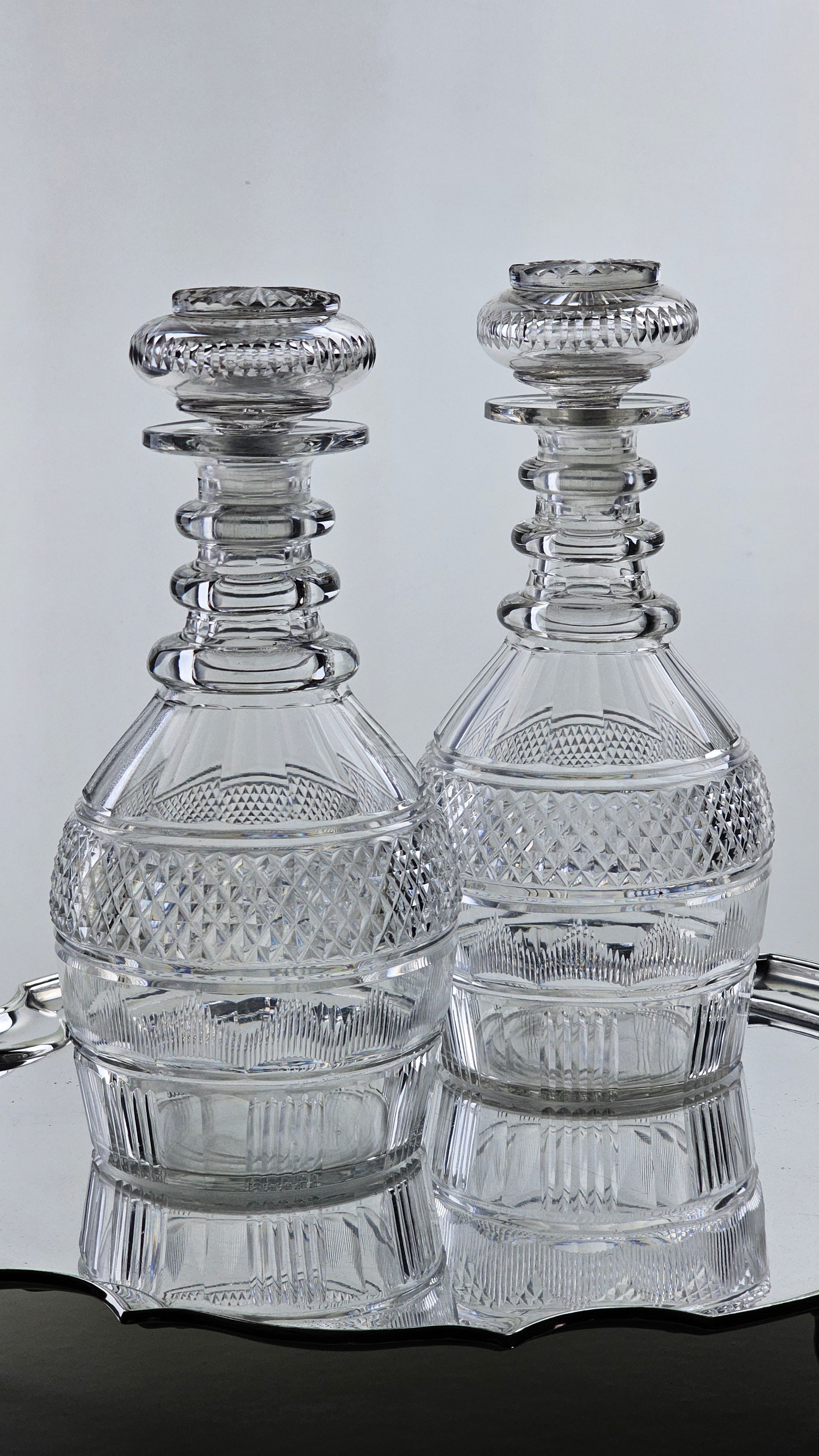pair antique glass decanters