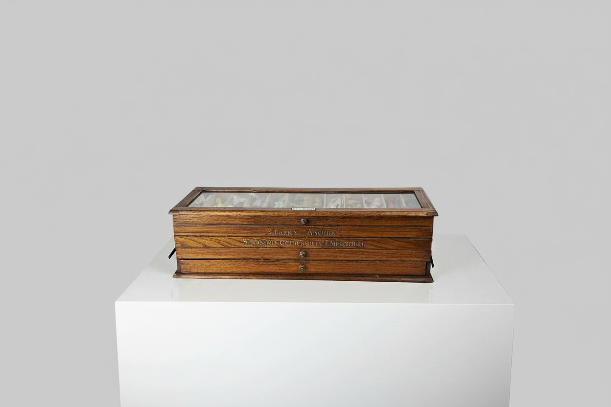 Antique advertising sewing box