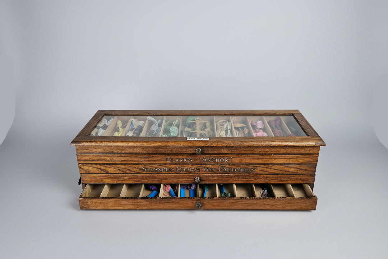Clarks haberdashery advertising sewing box