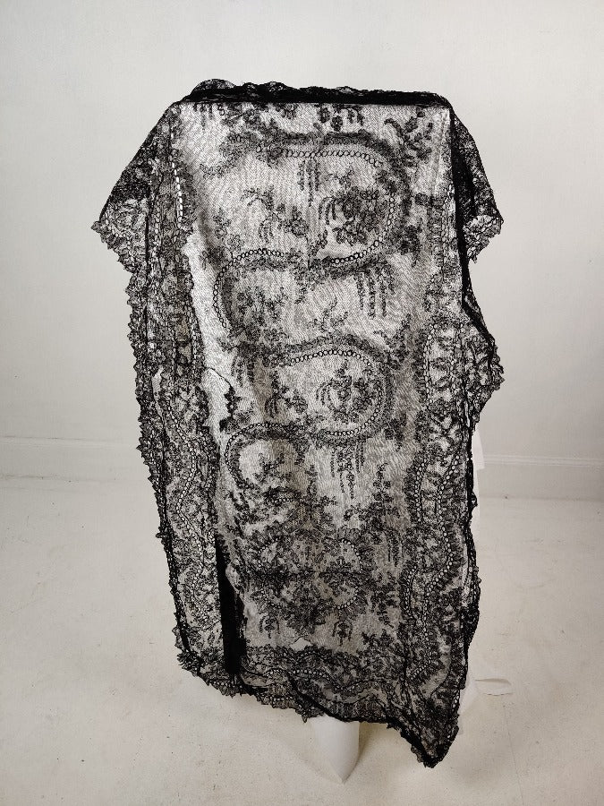 Victorian black lace  shawl