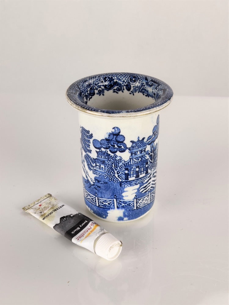 Vintage Blue & White Brush Pot