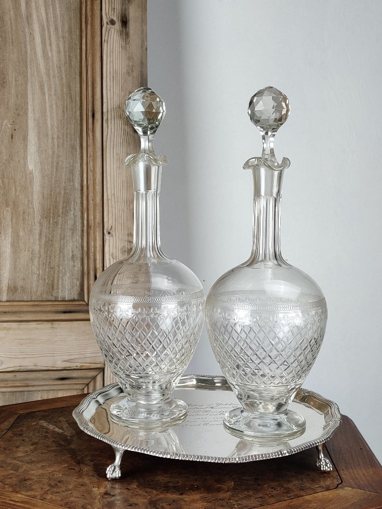 Edwardian cut glass decanters