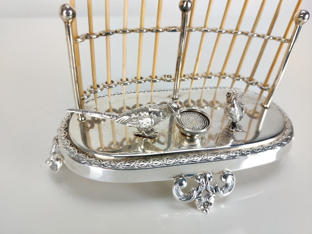 Toothpick Holder - Silver plate