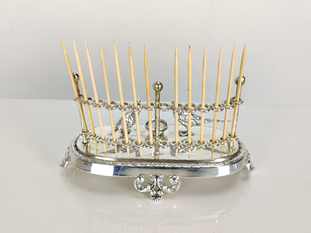 Toothpick Holder - Silver plate
