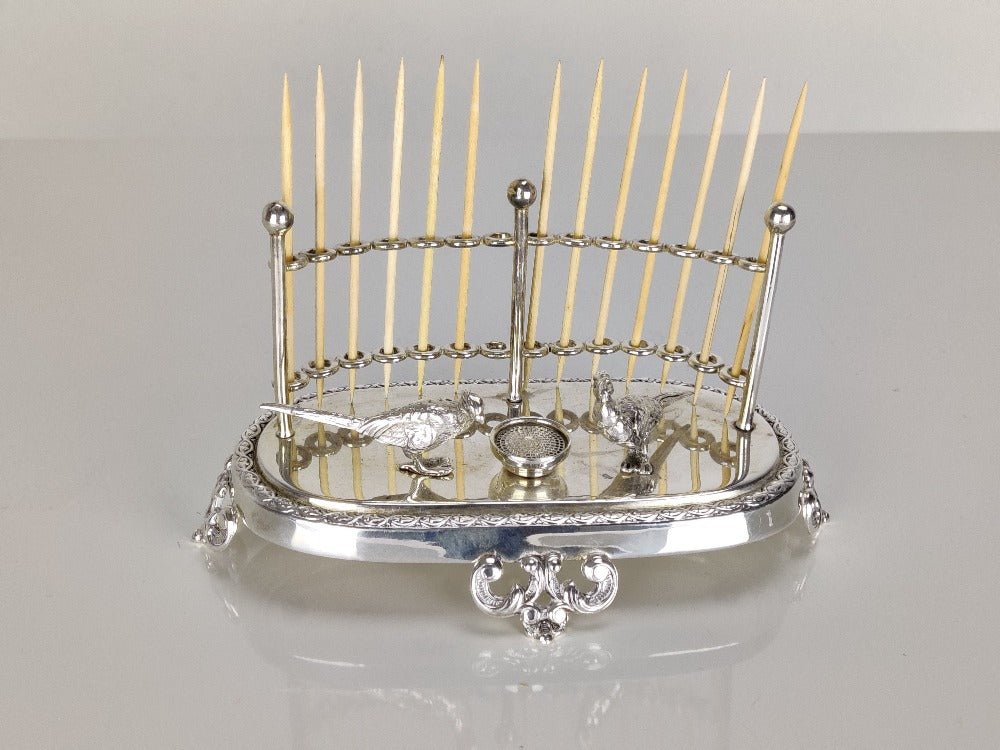 Antique silver plate toothpick holder