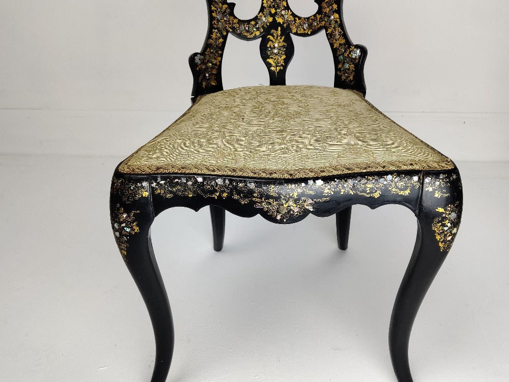 Decorative Ebonised, Abalone & Gilt Chairs