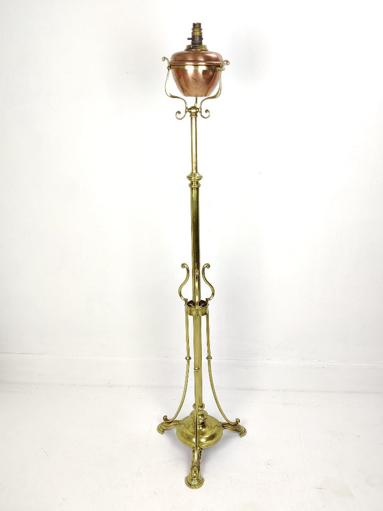 Art Nouveau brass lamp base