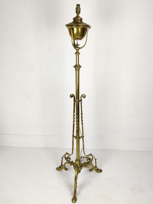 brass rise and fall electric lamp