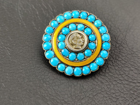 Turquoise & silver brooch