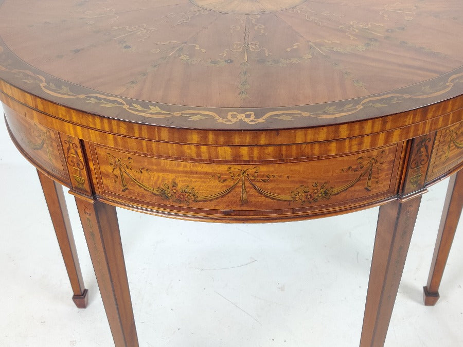 Satinwood Demi Lune Card Table